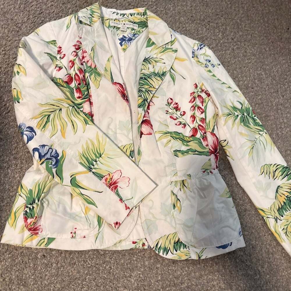 Tommy Hilfiger Women's Tropical Floral Print Blazer Jacket Size 8P